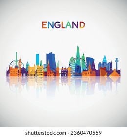 England skyline silhouette in colorful geometric style. Symbol for your design. Vector illustration.