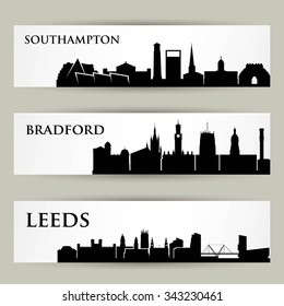 England skylines banners - vector illustration