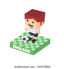 england soccer block isometric cartoon character