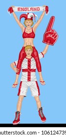 England Soccer Fan. All the objects are in different layers and the text types do not need any font. 