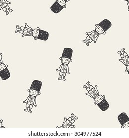 England Soldier doodle seamless pattern background
