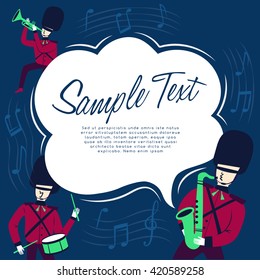 England Soldier And Instruments Layout Template : Vector Illustration