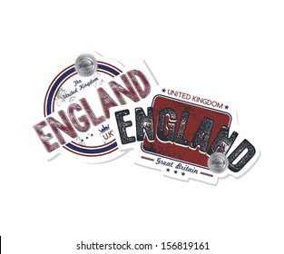 england stamp label set