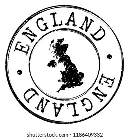 England Stamp Silhouette Map. Postal Passport Stamp Round Vector Icon Design.