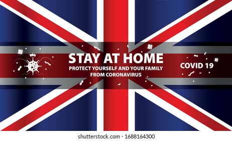 England stay at home, coronavirus.Stay home, protect yourself and your family.Stop coronavirus.Vector illustration.