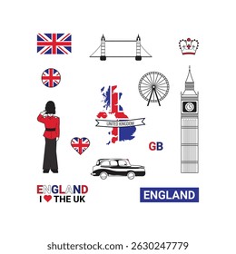 England Sticker Pack with Iconic UK Landmarks and Symbols