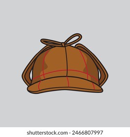 England style detective hat flat vector illustration