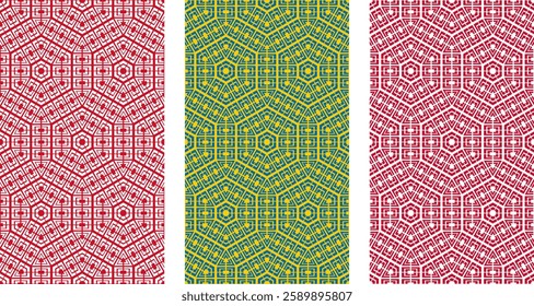 england, sweden and denmark flags in a hexagon pattern. vector illustration