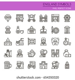 England Symbols , Thin Line and Pixel Perfect Icons