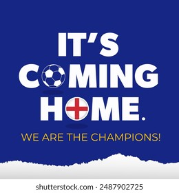 England team phrase it’s coming home vector modern banner. Sport event concept.