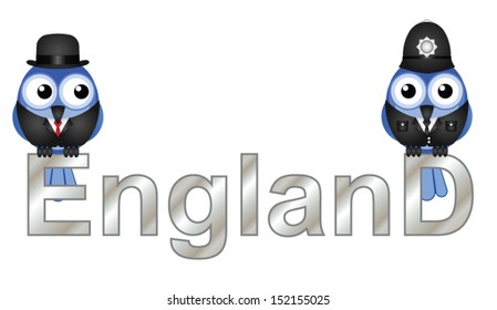 England Text with bird inhabitants isolated on white background