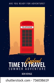 England. Time to Travel. Journey, trip and vacation. Vector travel illustration