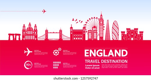 England Travel Destination vector illustration.