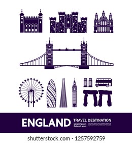 England Travel Destination vector illustration.