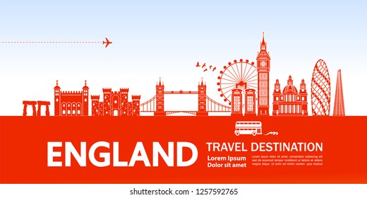 England Travel Destination vector illustration.