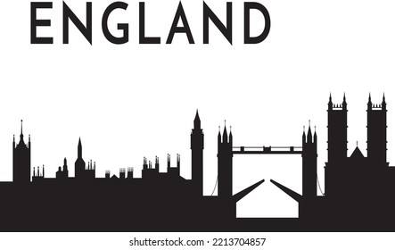 England Travel Landmarks in monochromatic colors vector illustration, EPS10
