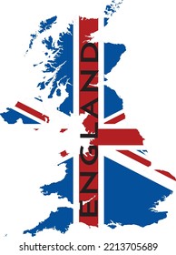 England - UK Map with flag on it suitable for many uses
