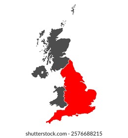 England of The United Kingdom of Great Britain and Northern Ireland map, detailed web vector illustration .