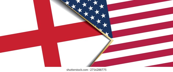 England and United States flags overlapping symbolizing strong international friendship and cooperation