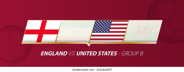 England - United States football match illustration in group A. Vector flags.