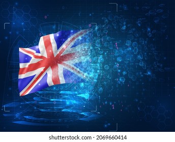Inglaterra, indicador vectorial 3d sobre fondo azul con interfaces hud