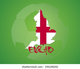 ENGLAND vector illustration, map with soccer ball