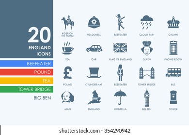 England vector set of modern simple icons