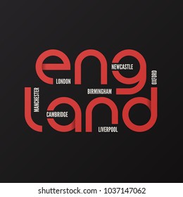 England vector t-shirt and apparel design, typography, print, logo, label, poster.