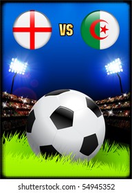 England versus Algeria on Soccer Stadium Event Background Original Illustration