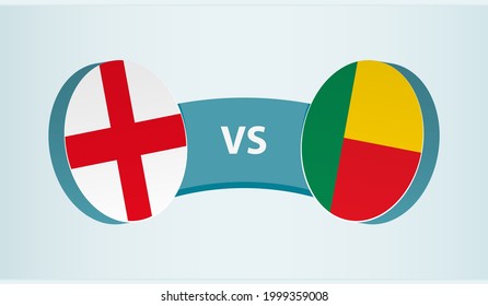 England versus Benin, team sports competition concept. Round flag of countries.