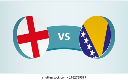 Inglaterra contra Bosnia y Herzegovina, concepto de competición deportiva de equipo. Bandera redonda de países.