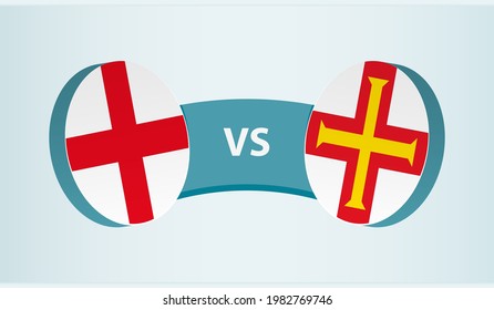 England versus Guernsey, team sports competition concept. Round flag of countries.