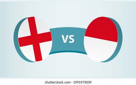 England versus Indonesia, team sports competition concept. Round flag of countries.
