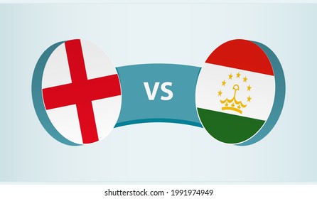 England versus Tajikistan, team sports competition concept. Round flag of countries.