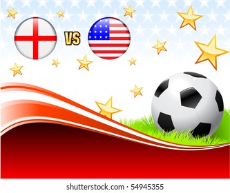 England versus USA on Abstract Red Background with Stars Original Illustration