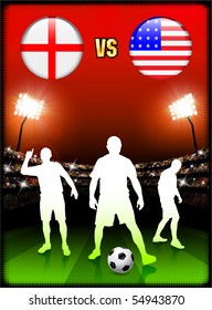 England versus USA on Stadium Event Background Original Illustration