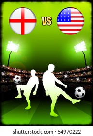 England versus USA on Stadium Event Background Original Illustration