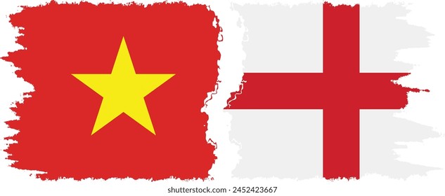 England and Vietnam grunge flags connection, vector