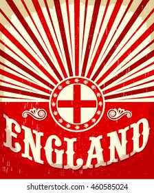 England vintage old poster with english flag colors - vector design, England holiday decoration