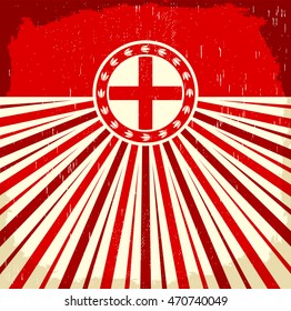 England vintage old poster with english flag colors - vector design, England holiday decoration