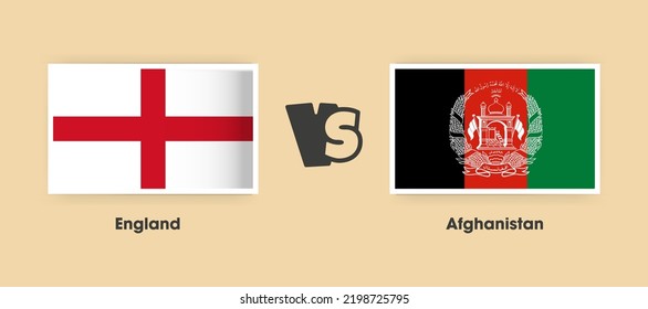 England vs Afghanistan flags placed side by side. Creative stylish national flags of England vs Afghanistan with background