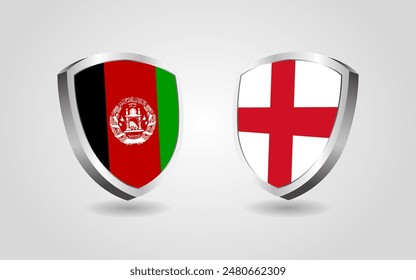 England vs Afghanistan shields on a white background, cricket championship competition vector illustration