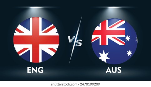 England vs Australia country flag and light shadow 