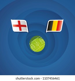 England vs Belgium flags abstract soccer stadium background