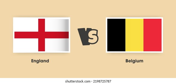 England gegen Belgien Flaggen nebeneinander angeordnet. Kreative stylische Nationalflaggen von England vs. Belgien mit Hintergrund