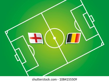 England vs Belgium flags vector green background