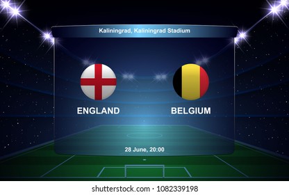 England vs Belgium football scoreboard broadcast graphic soccer template