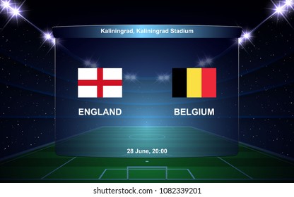England vs Belgium football scoreboard broadcast graphic soccer template