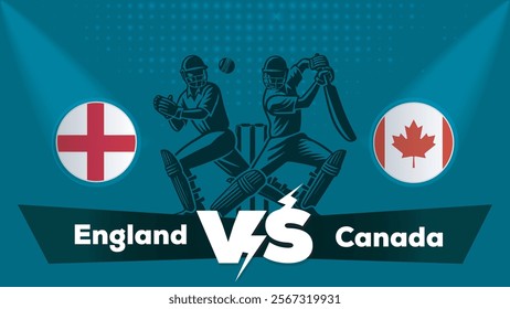England VS Canada , Canada Vs England cricket match , Cricket match concept with creative illustration.eps