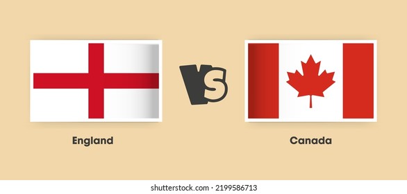 England/Kanada-Flaggen nebeneinander platziert. Kreative stylische Nationalflaggen in England gegen Kanada mit Hintergrund